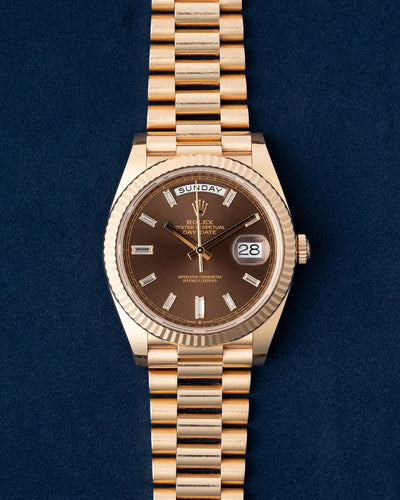 Chocolate Diamond Rolex Day-Date 40 228235 | Grand Caliber Dallas, TX