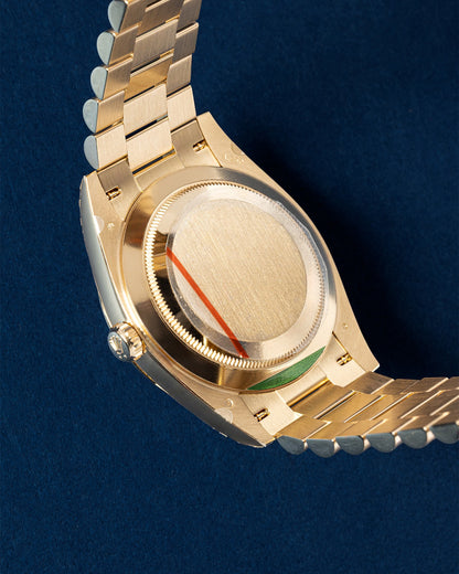 Green Roman dial Rolex Day-Date 40 228238 | Grand Caliber Watches