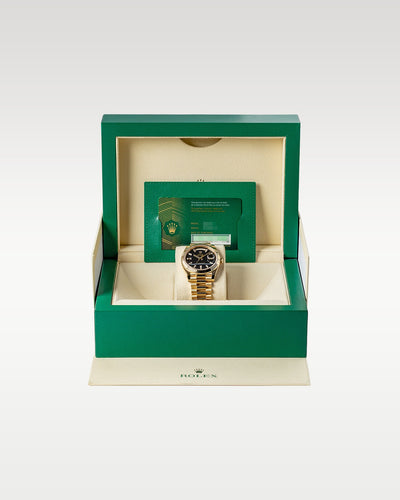 Onyx Baguette Diamond Rolex Day-Date 40 228238 | Grand Caliber Watches