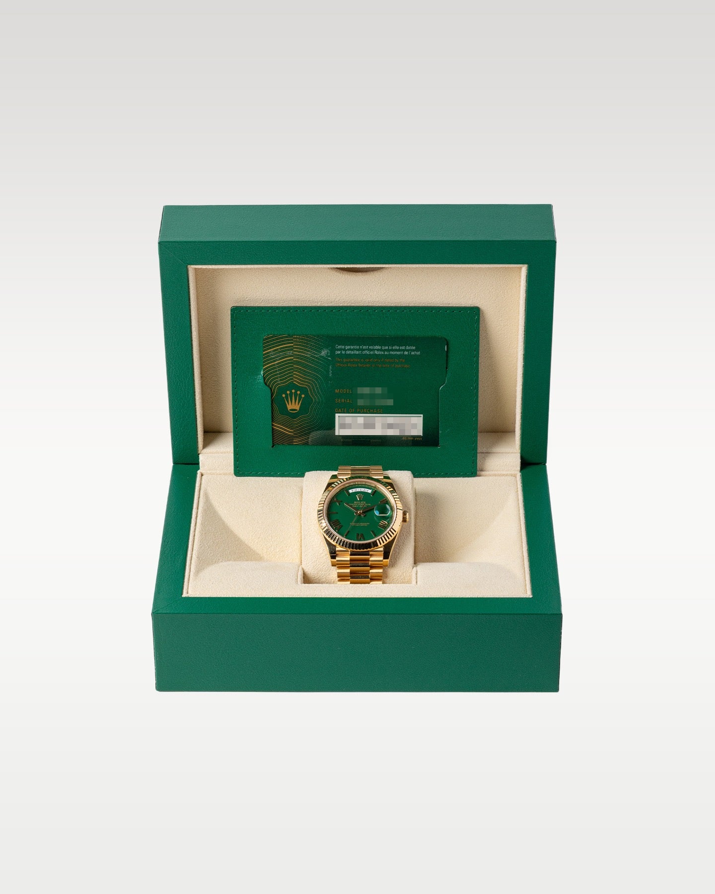 Green dial Rolex Day-Date 40 228238 | Grand Caliber Watches TX
