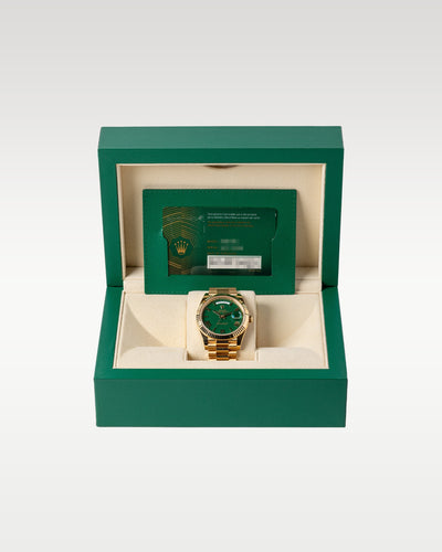 Green dial Rolex Day-Date 40 228238 | Grand Caliber Watches TX