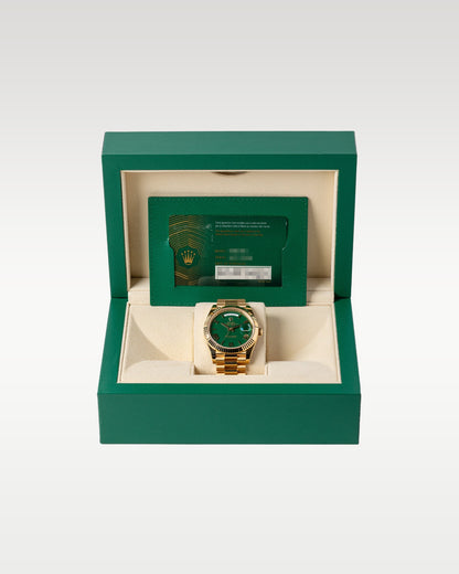 Green dial Rolex Day-Date 40 228238 | Grand Caliber Watches TX