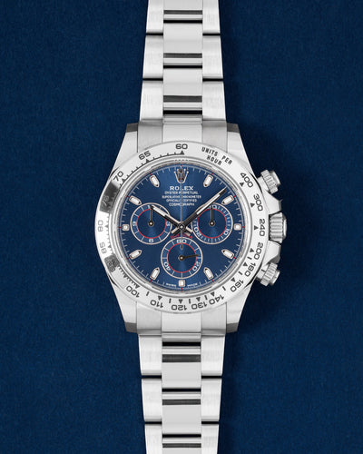white gold blue dial Rolex Daytona 116509 | Grand Caliber Mens Watches Dallas