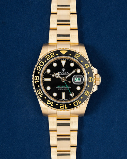 2019 yellow gold Rolex GMT-Master II 116718LN | Grand Caliber Watches TX