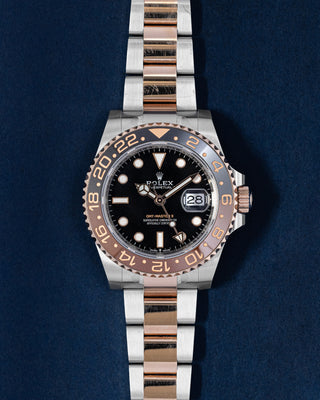 40mm Two Tone Rose Gold Rolex GMT Master II Rootbeer Watch | Grand Caliber