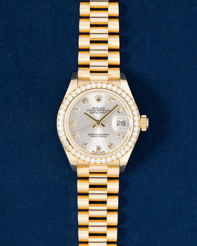 Silver diamond dial Rolex Lady-Datejust 28 279138RBR | Grand Caliber Watches TX