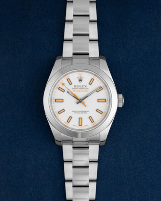 Orange Accents White Dial 40mm Rolex Milgauss 116400 Watch