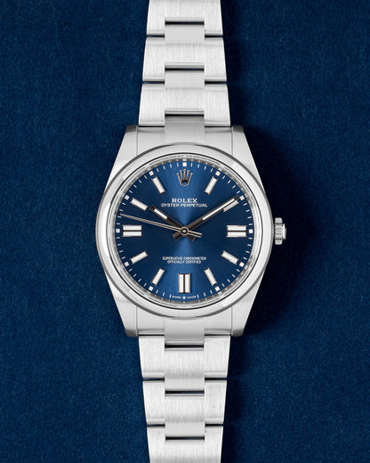 blue dial Rolex Oyster Perpetual 124300 | New Watches at Grand Caliber Texas