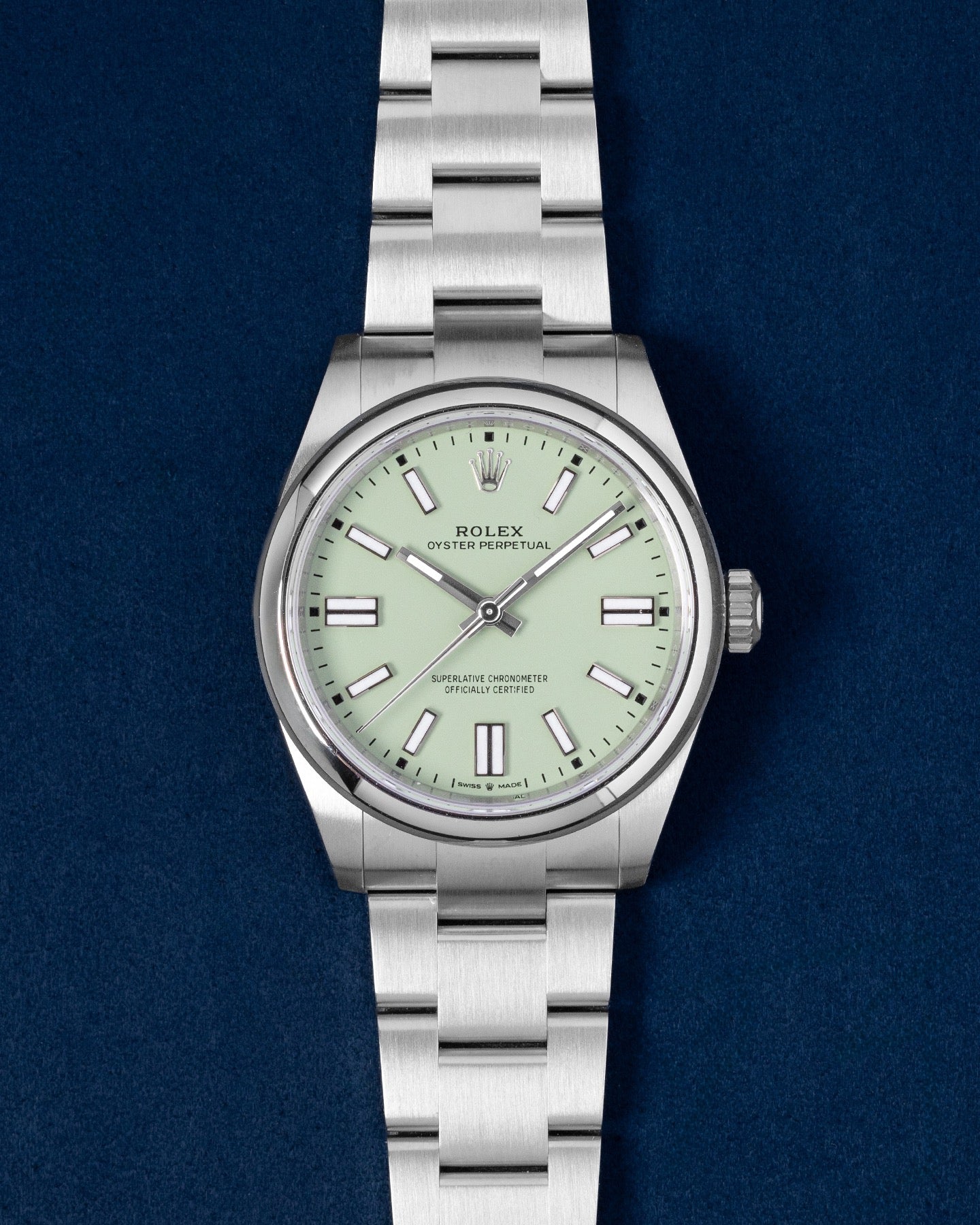 New Rolex Oyster Perpetual Pistachio 134300 | Grand Caliber Dallas, Texas