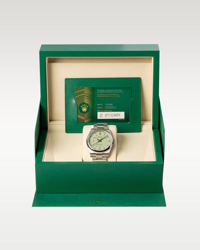 New Rolex Oyster Perpetual Pistachio 134300 | Grand Caliber Dallas, Texas