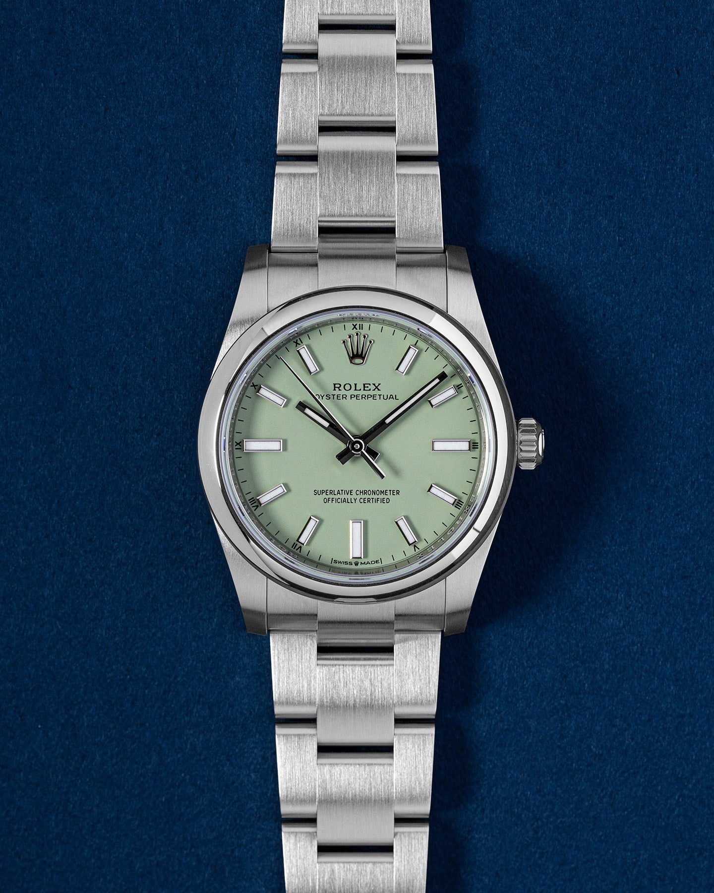 Rolex Oyster Perpetual 34 Pistachio 124200 | DFW Rolex – Grand Caliber