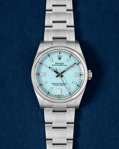 Turquoise Blue Rolex Oyster Perpetual 36 126000 Watch | Grand Caliber Near You