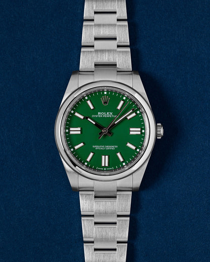Rolex Oyster Perpetual 41 Green Dial 124300 | Grand Caliber Watches Dallas