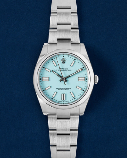 Turquoise Blue Rolex Oyster Perpetual 41 124300 2021 | Grand Caliber Texas