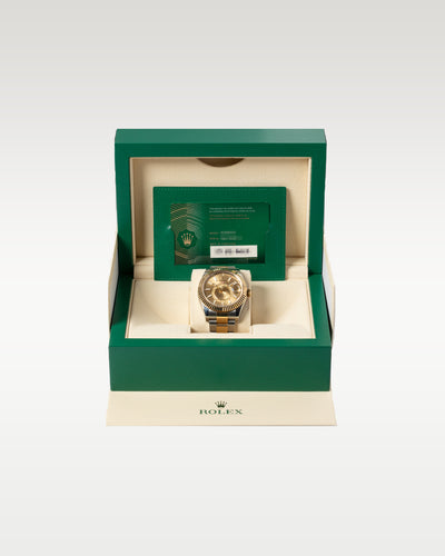 Yellow Rolesor Rolex Sky Dweller 326933 Champagne Dial Watch | Grand Caliber Dallas