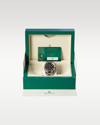 Black Two Tone Yellow Gold Rolex Sky-Dweller 326933 | Grand Caliber Watches