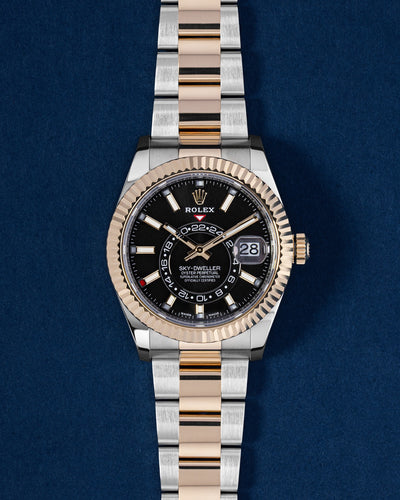 Black Two Tone Yellow Gold Rolex Sky-Dweller 326933 | Grand Caliber Watches