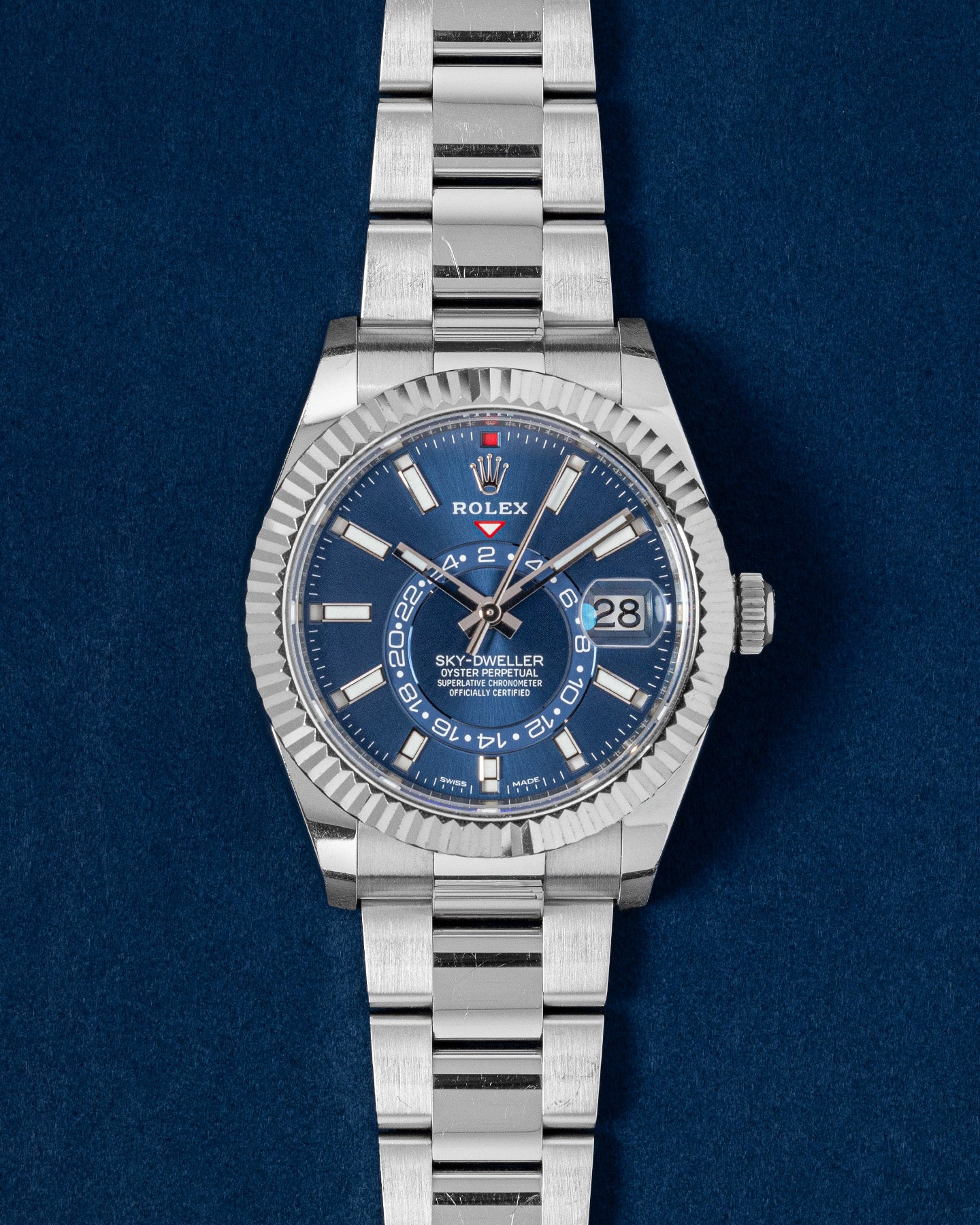 2022 Steel Blue Rolex Sky Dweller 326934 Watch | Grand Caliber Dallas