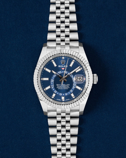 blue dial Jubilee bracelet Rolex Sky-Dweller 326934 | Grand Caliber Dallas
