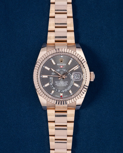 Slate Rose Gold Rolex Sky-Dweller 326935 | Grand Caliber Dallas, TX