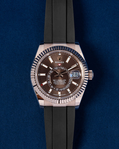 Rose Gold Chocolate Rolex Sky-Dweller 336235 | Grand Caliber Dallas, Texas