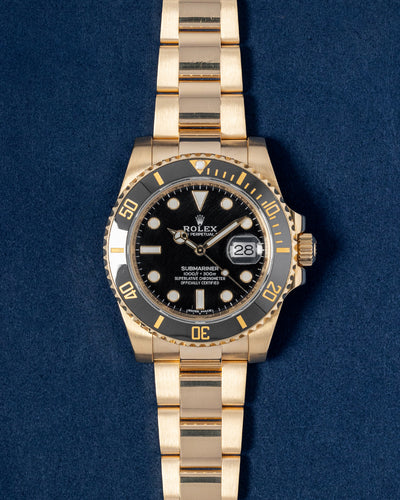 Yellow Gold 2017 Rolex Submariner 116618LN Watch  | Grand Caliber Dallas
