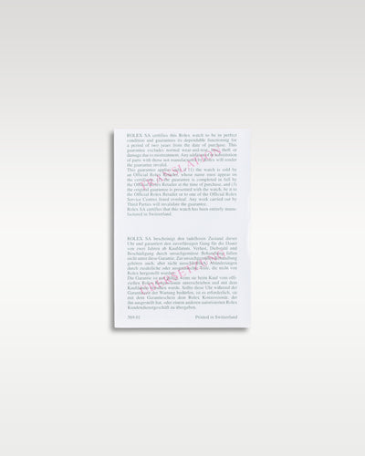 Official open Rolex international warranty translation guide booklet insert