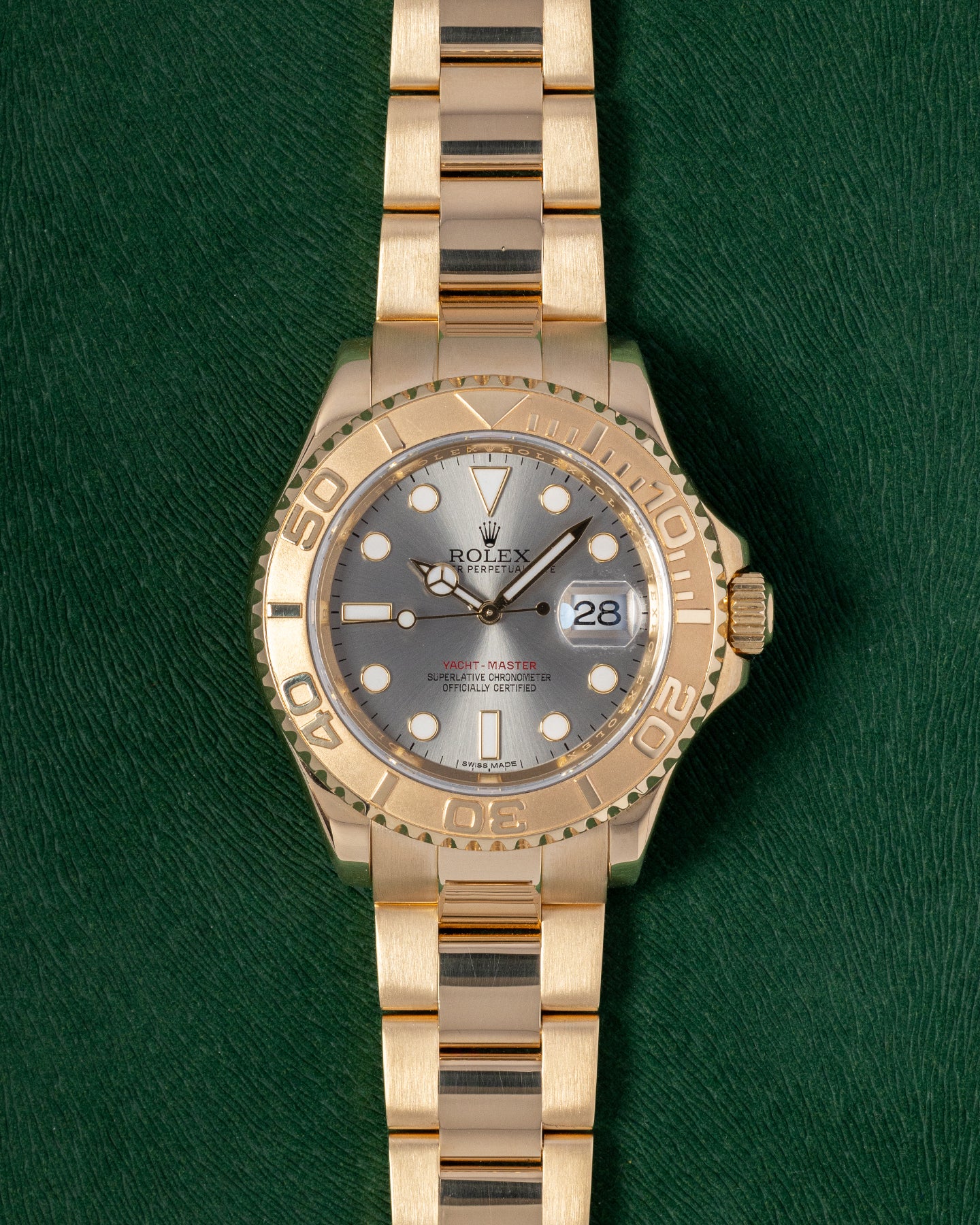 Yellow Gold Rolex Yacht Master 16628 Silver Dial Watch | Grand Caliber Dallas