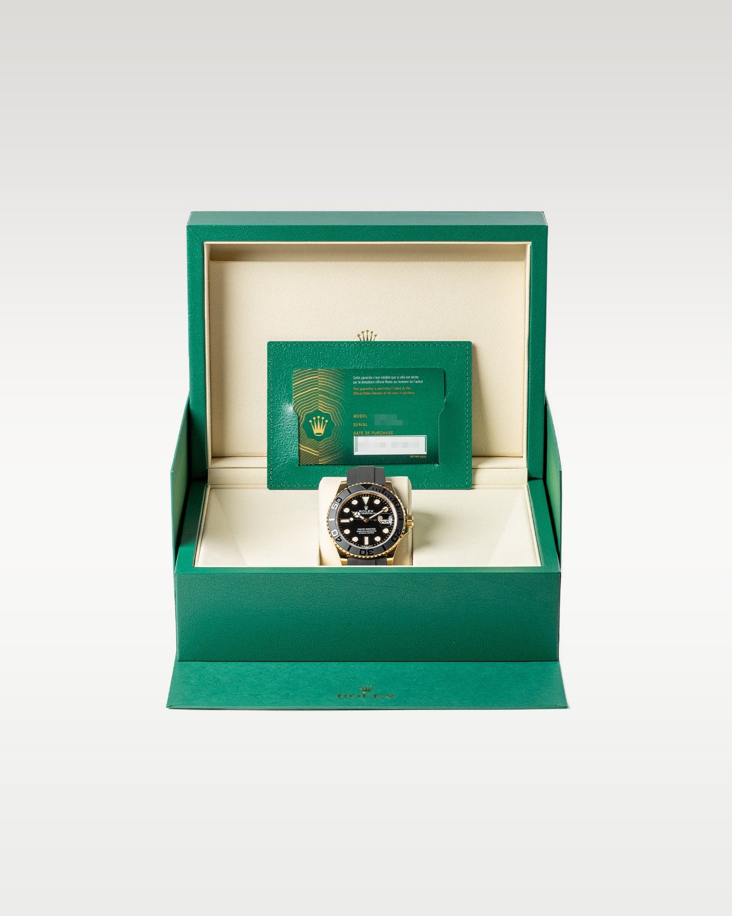 Brand new 2025 Rolex Yacht-Master 42 226658 yellow gold complete full set with original green luxury presentation watch box