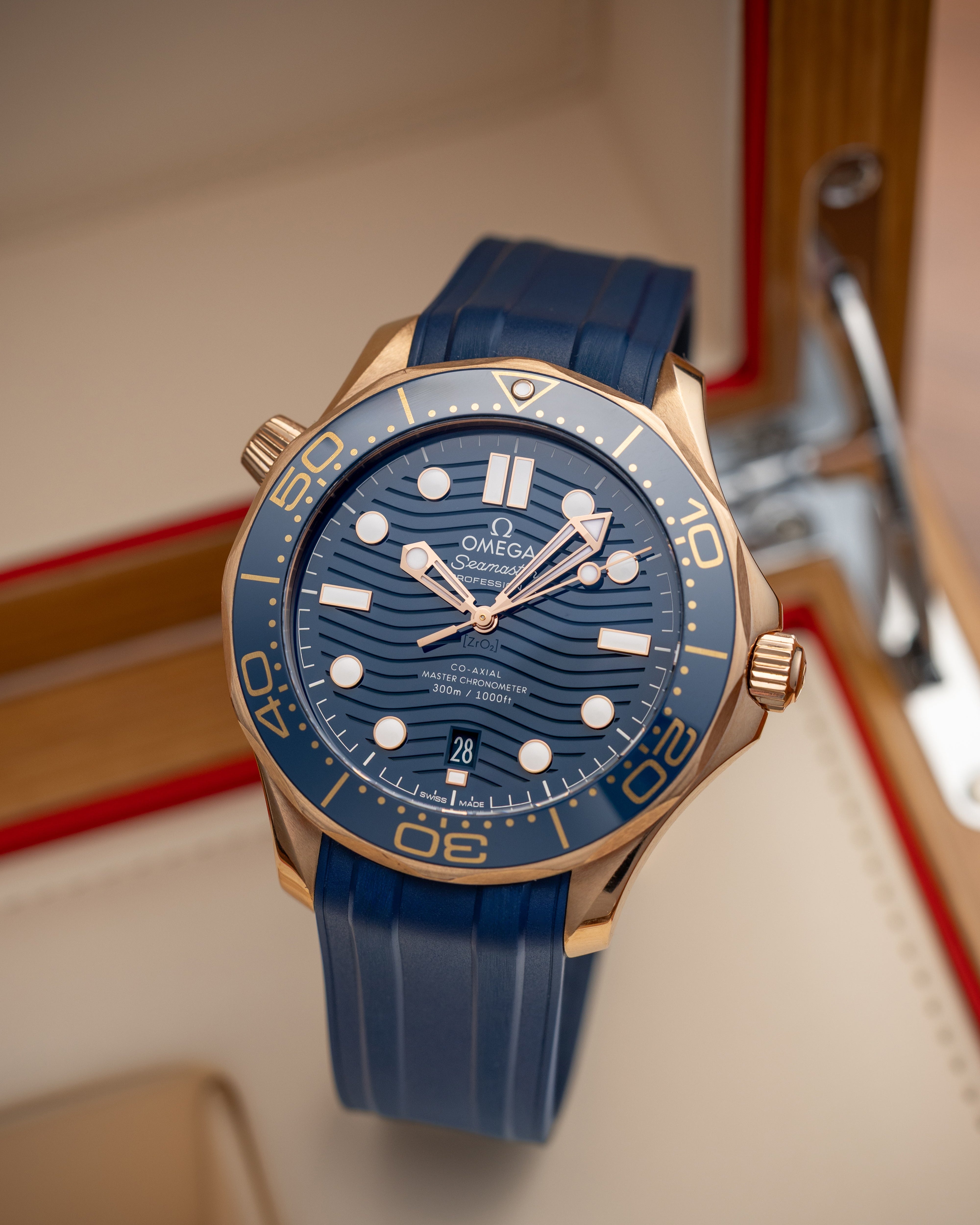 Rose Gold Omega Seamaster Diver 300M 210.62.42.20.03.001 Blue Watch at Grand Caliber | Omega Dallas