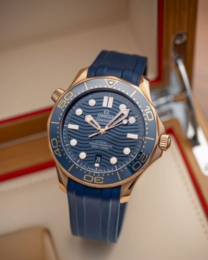 Rose Gold Omega Seamaster Diver 300M 210.62.42.20.03.001 Blue Watch at Grand Caliber | Omega Dallas