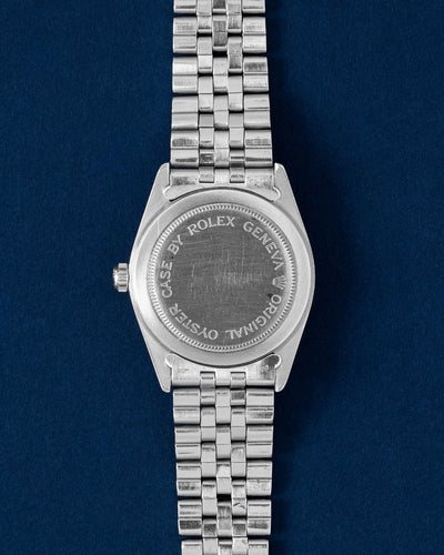 Solid screw-down steel caseback with vintage Original Oyster Case by Rolex Geneva signature engravings on a Tudor Prince Oysterdate