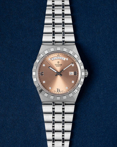 41mm Steel Tudor Royal 28600 Salmon and Diamond Dial Watch at Grand Caliber