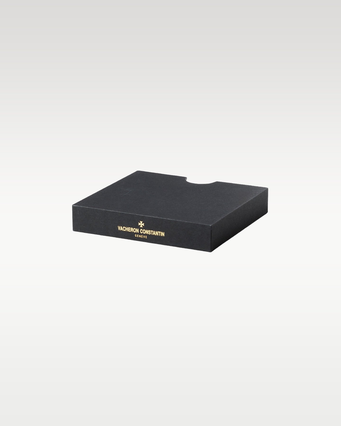 closed dark grey slim rectangular protective leather watch folio travel cover case with gold logo detailing