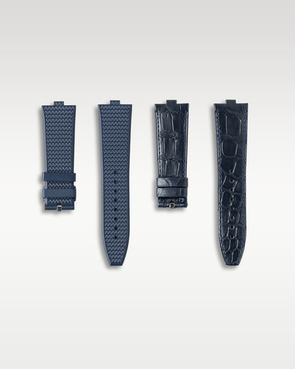 Vacheron Constantin interchangeable navy blue rubber and dark blue alligator leather accessory straps