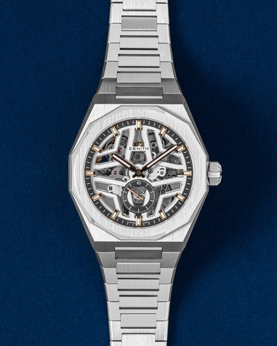 Brand new 2025 Zenith Defy Skyline Skeleton 41mm watch 03.9300.3620/80.I001 with openworked dial at Grand Caliber Dallas