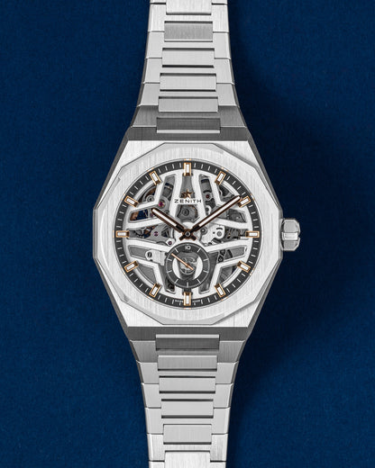 Brand new 2025 Zenith Defy Skyline Skeleton 41mm watch 03.9300.3620/80.I001 with openworked dial at Grand Caliber Dallas