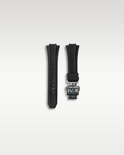 Included secondary black patterned rubber strap featuring the Zenith quick-change interchangeable system