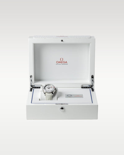 Omega Seamaster Planet Ocean 600M Tokyo 2020 special edition complete full set presentation inside its original white luxury wooden watch box
