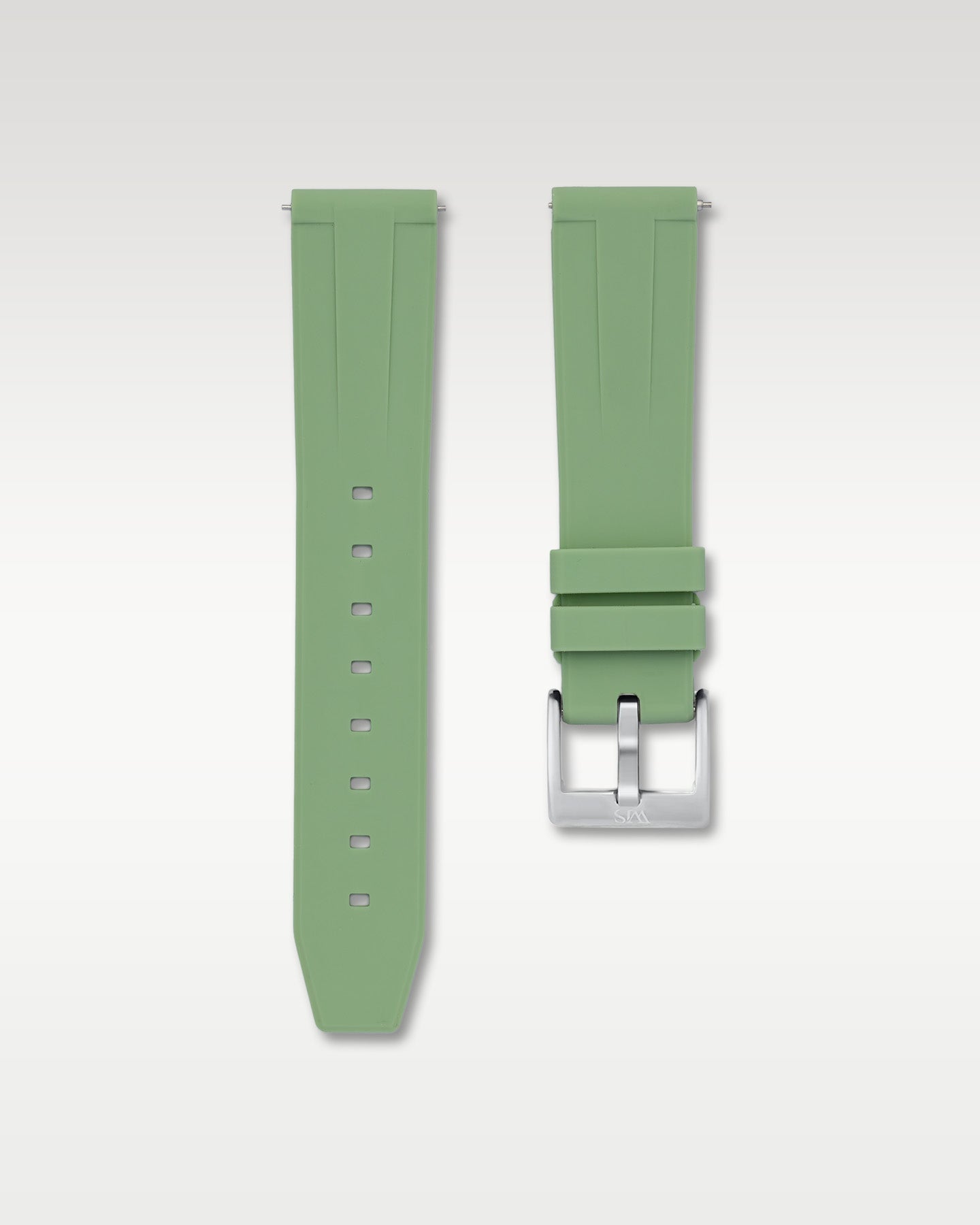 WISSTRAPS 20mm sage green quick release rubber watch strap with brushed steel buckle