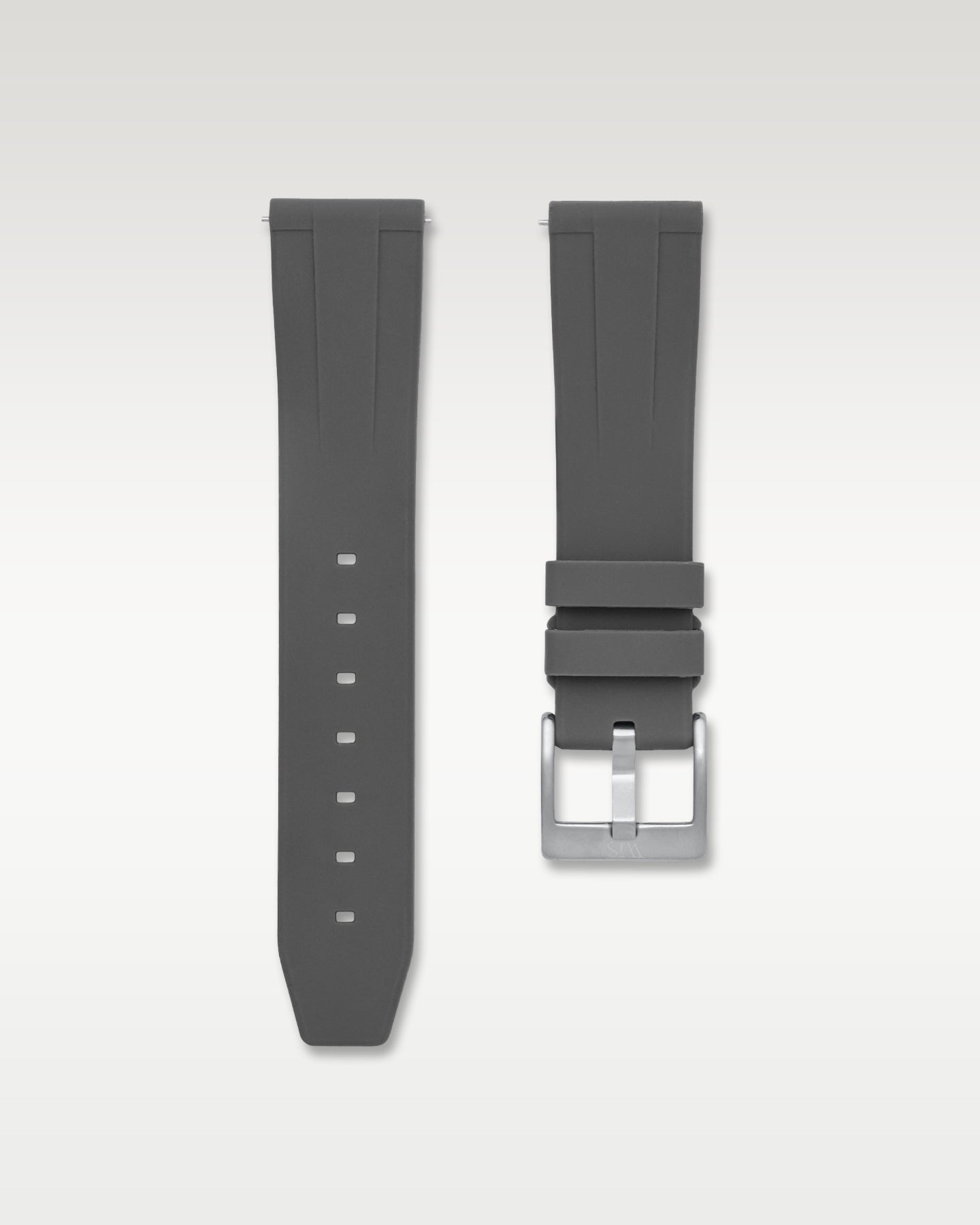 WISSTRAPS 22mm Charcoal Grey quick release rubber watch strap featuring a straight lug fit and brushed stainless steel buckle