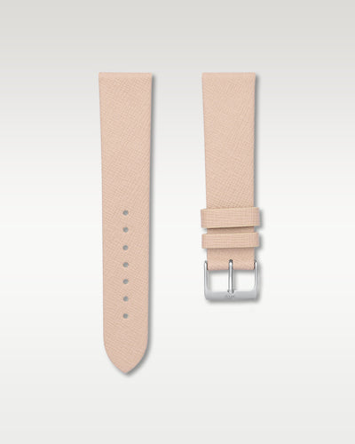 WISSTRAPS 20mm Beige Saffiano textured calfskin leather watch strap with tonal stitching and a stainless steel pin buckle