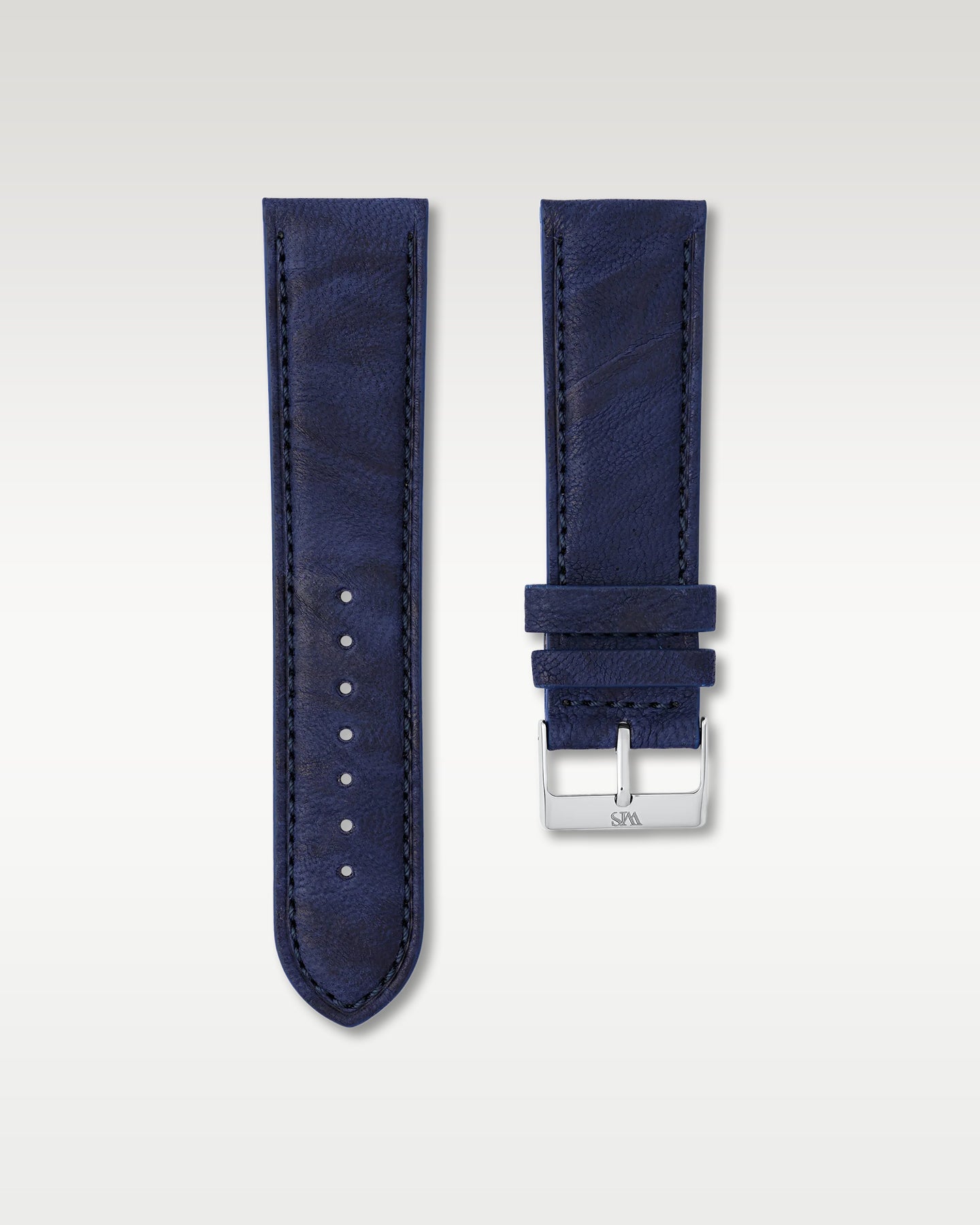 WISSTRAPS Midnight Blue Italian calf leather watch strap 24mm featuring tonal stitching and a polished stainless steel buckle