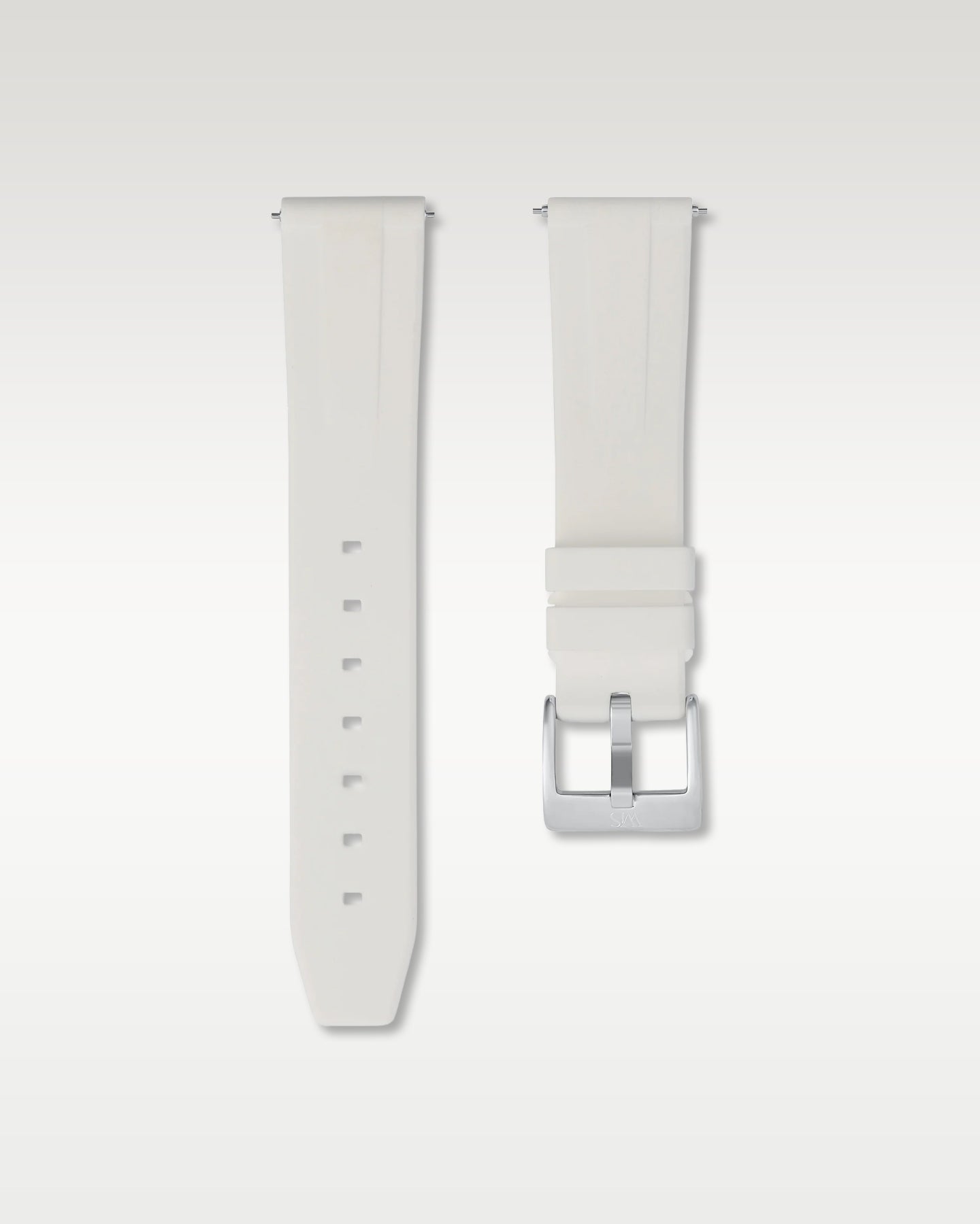 WISSTRAPS 20mm Polar White quick release rubber watch strap featuring a straight lug fit and brushed stainless steel buckle