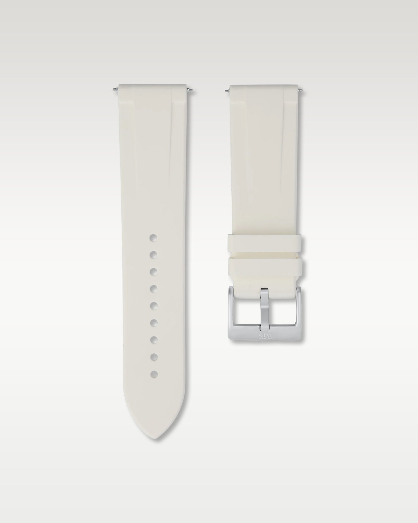 WISSTRAPS 24mm Polar White quick release rubber watch strap featuring a straight lug fit and brushed stainless steel buckle