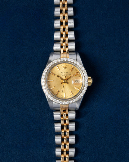 Rolex Datejust Champagne Dial Factory Diamond Bezel on Jubilee Bracelet 6917