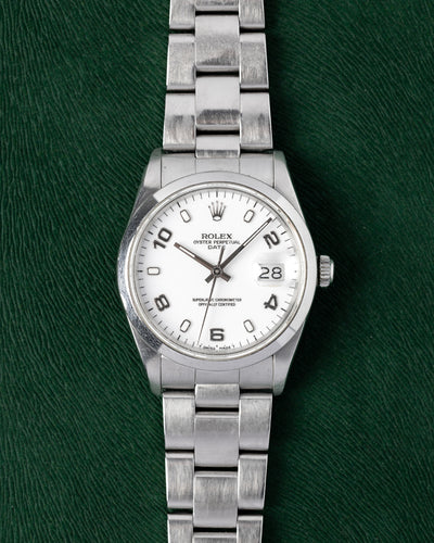 Stainless Steel 34mm White Dial Rolex Oyster Perpetual Date 15200 Watch